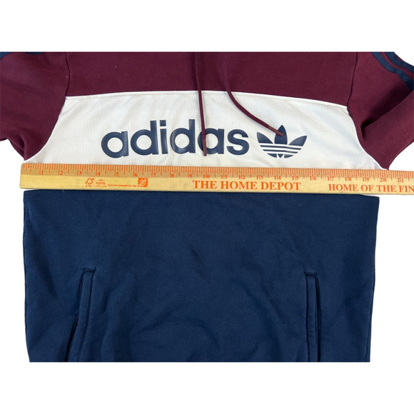 Adidas Men Pullover Hoodie Size‎ Medium Burgundy Logo on Front - Picture 2 of 7